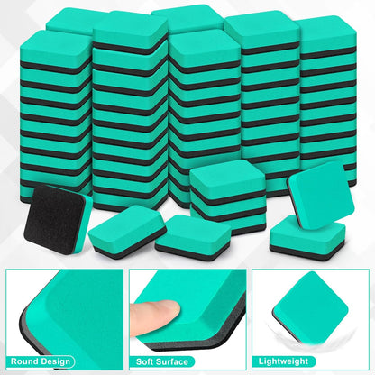 96 Pack Dry Erase Erasers, Mini Magnetic Dry Erase Eraser Bulk, Square Green White Board Dry Erasers, Ideal Chalkboard Cleansers, Perfect for Kids Classroom, Home and Office (1.97 x 1.97 Inch)