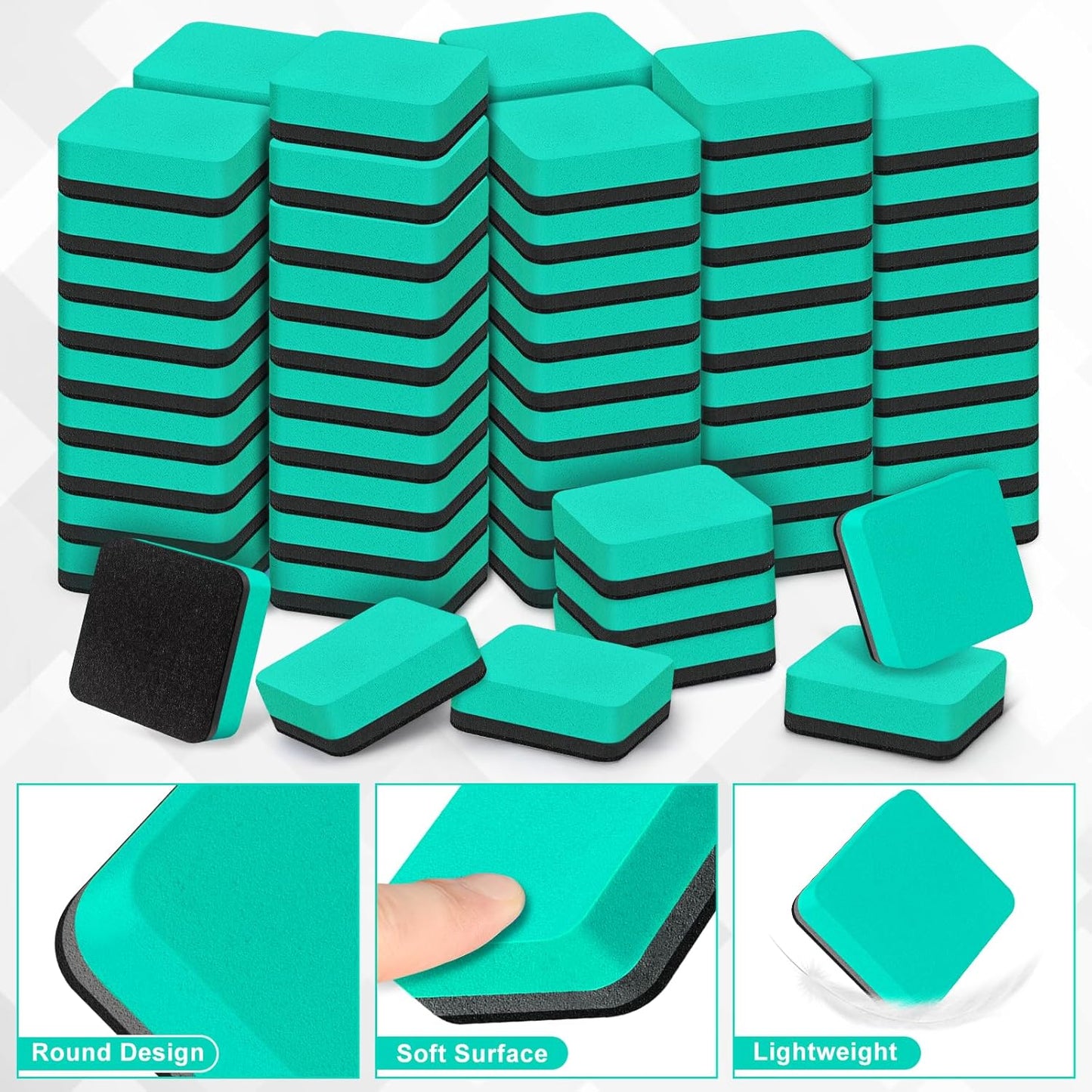 96 Pack Cube Dry Erase Erasers, Mini Magnetic Whiteboard Dry Erasers Chalkboard Cleaner Wiper for Classroom, School, Home, and Office Supplies