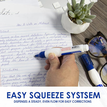 BAZIC Correction Pen, Precise Metal Tip Applicator, Fine Point Corrections Fluid, White Out Liquid (2/Pack), 144-Packs