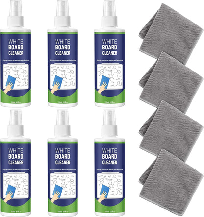 6 Pack Whiteboard Cleaner Spray 8.5oz Dry Erase Board Cleaner with 4 Cloths Non Toxic Dry Erase Cleaner Removes Stubborn Marks from Whiteboards