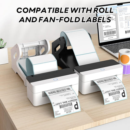 PONNOR Label Holder, Thermal Shipping Label Holder for Rolls and Fan-Fold Labels, Desktop Label Printer Accessory for Office, Home