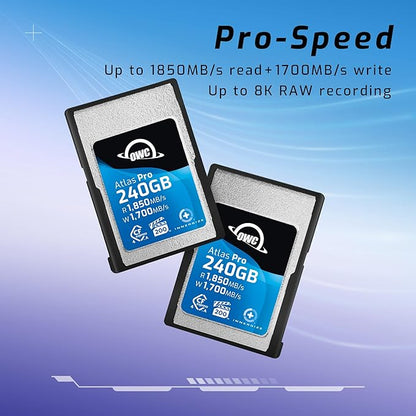 OWC 240GB Atlas Pro High Performance Cfexpress 4.0 Type A Memory Card Professional Grade, up to 1850MB/s Read and 1700MB/s Write Speed