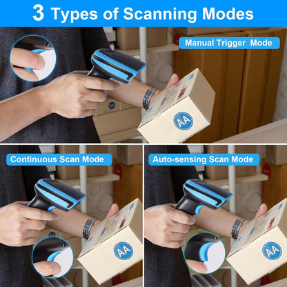 Barcode Scanner Wireless, 1D Laser Barcode Reader with Stand 2.4G Wireless & USB Wired Connection 2 in 1 Plug and Play Handheld Bar Code Scaners