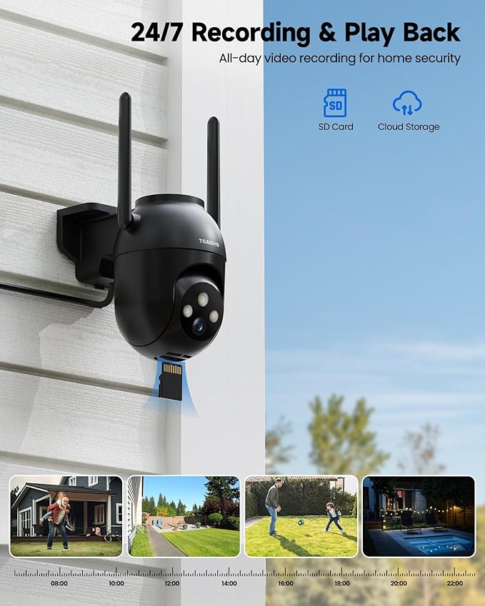 2Pack Security Camera Outdoor Wired: 3MP Camera for Home Security Outside 2.4G/5G WiFi Homekit System Outdoor Plug in Dome Surveillance Video Cam 360° Auto Tracking Color Night Vision 24/7 Recording
