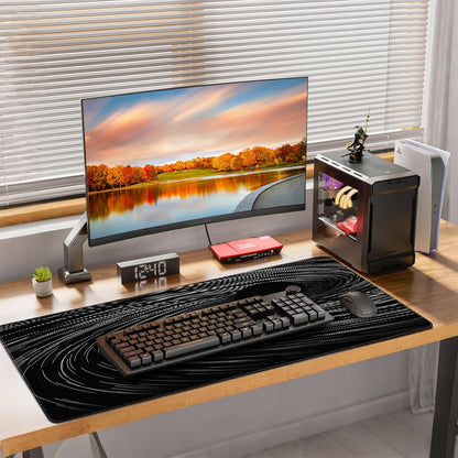 35.4 x 15.7 inches, Large Desktop Mouse pad, Keyboard and Mouse Pads for Work and Home Computers, and Large Laptop Mouse mat，Black Swirl Lines