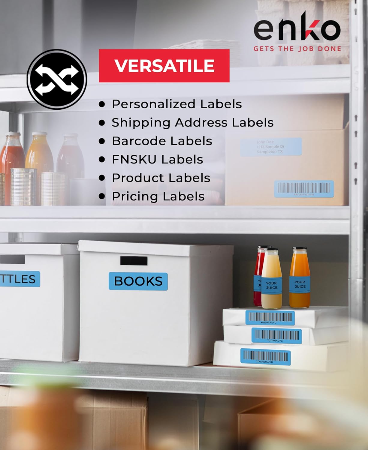 enKo [6 Rolls, 2100 Labels] Address, Shipping & Barcode Labels 30252 - Cyan/Blue (1-1/8" x 3-1/2") Compatible for Dymo LabelWriter & Rollo Printer