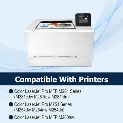 OFFICE-COLOR 202X Toner Cartridges Set Replacement for HP 202X Works with HP Color Laserjet Pro MFP M281fdw Toner, M281cdw M254dw M281fdn M254dn M254nw M281 M254 Printer (Black,Cyan,Magenta,Yellow )