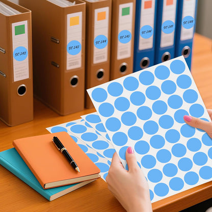 PARLAIM 1 inch Round Sky-Blue Dot Sticker,720PCS Permanent Adhesive Color Code Circle Sticker Labels for Office Classroom Garage Sale