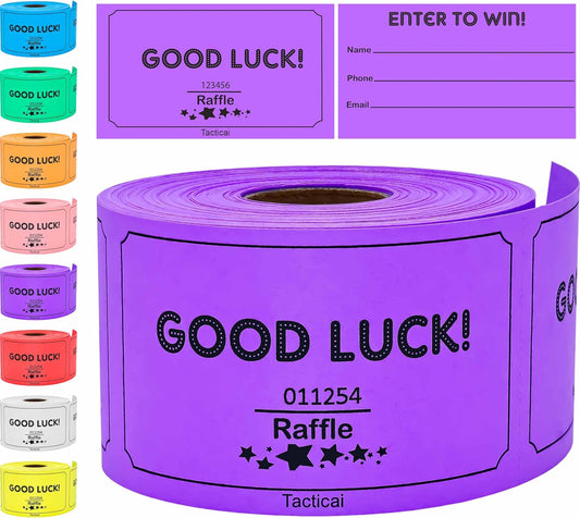 Tacticai 250 Raffle Tickets, Purple (1 of 8 Colors), Raffle Cards, Entry Form with Name, Phone & Email for Events, Fundraiser & Prizes