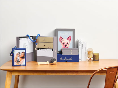 Savor | Pet All-in-One Organizer | Blue – Keep Vet Records, Tags, Collars and Fido’s Favorite Toy Organized or Keep Cherished Pet Memories Safe in One Convenient Home with This Gift for Pet Parents