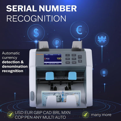 CARNATION CR1450 Multi-Currency Bill Counter and Sorter with Counterfeit Detection - Money Counter Machine with MG, IR, MT, UV & CIS Image Recognition