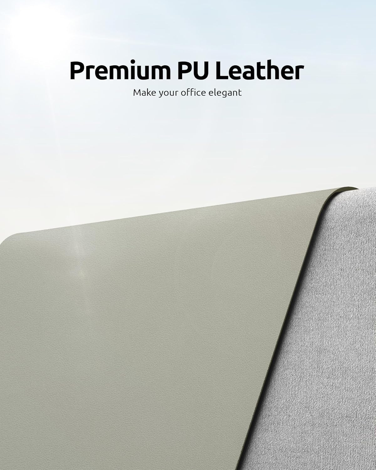 YSAGi Leather Desk Protector, Office Mat, Large Mouse Mat, Non-Slip PU Leather Blotter, Laptop Desk, Waterproof Writing Pad for Office and Home (Sage Green, 23.6" x 13.8")