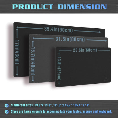 K KNODEL Desk Mat, Blotter, Dual-Sided Office Desk Pad, Waterproof Desk Mat for Desktop, Desk Blotters, PVC Leather Pad Protector (Black, 23.6" x 13.8")