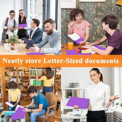50Pcs Purple Folders with Pockets and Business Card Holder,Two Pocket Folders for School,Home or Office,Durable Heavy Duty File Folders