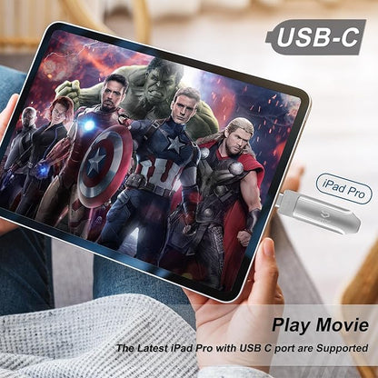 128GB Photo-Stick-iPhone-17/16/15-Flash-Drive iPhone USB C Memory Stick One-Click Backup Photos Videos & Contacts Secure-External-Storage-iPad-Photo-Backup-Thumb-Drive Android-Photo-Storage-Stick