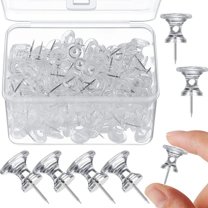 Outus 100 Pcs Giant Push Pins Large Thumb Tacks Plastic Heads 1 Inch Jumbo Push Pins for Cork Board Map Posters Office School(Clear)