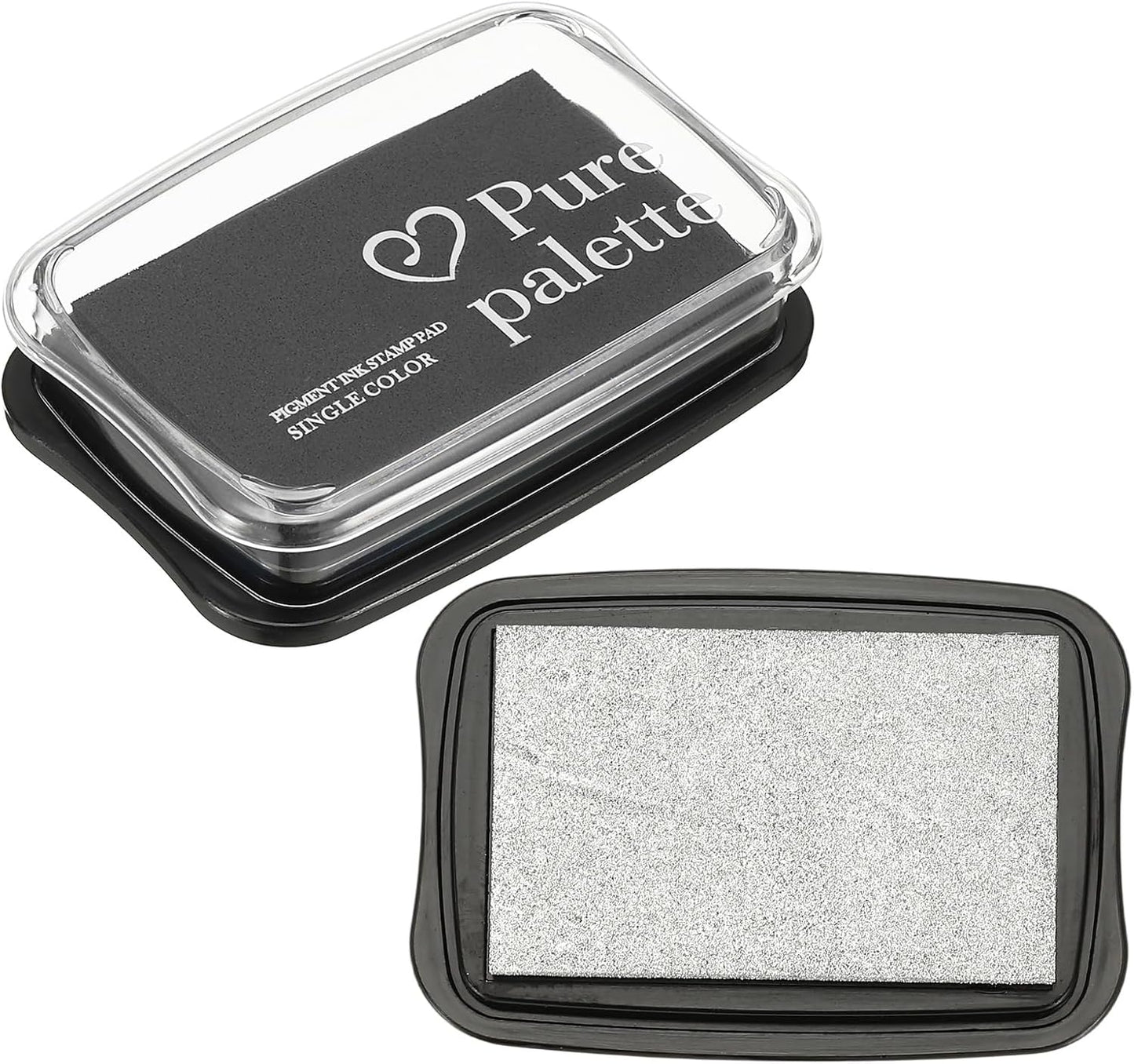 PATIKIL 3"x2" Large Stamp Pad, 2Pcs Washable Craft Ink Pad for Rubber Stamp Card Making Stamping Scrapbook Fingerprint Handprint, Silver/Black