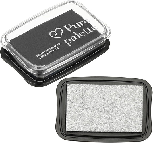 PATIKIL 3"x2" Large Stamp Pad, 2Pcs Washable Craft Ink Pad for Rubber Stamp Card Making Stamping Scrapbook Fingerprint Handprint, Silver/Black