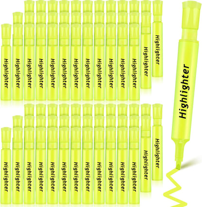 Qilery 72 Pack Highlighters Bulk, Tank Style Chisel Tip Highlighters Markers Quick Drying for Kids and Adult Coloring, Classroom Home Office School Supplies (Yellow)