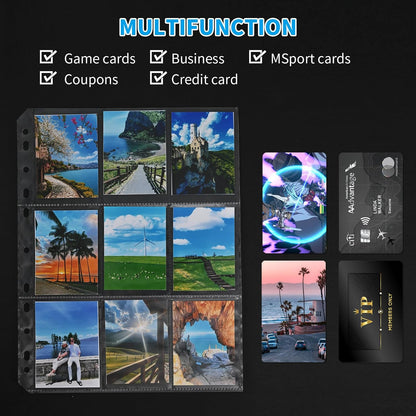 300 Pack 9 Pocket Card Sleeves Binder Sheets，Holds 5400 Cards, Clear Trading Card Sleeve Pages Protector for Trading Card Binder Sleeves Fit for Baseball,Football,Game,Business Cards
