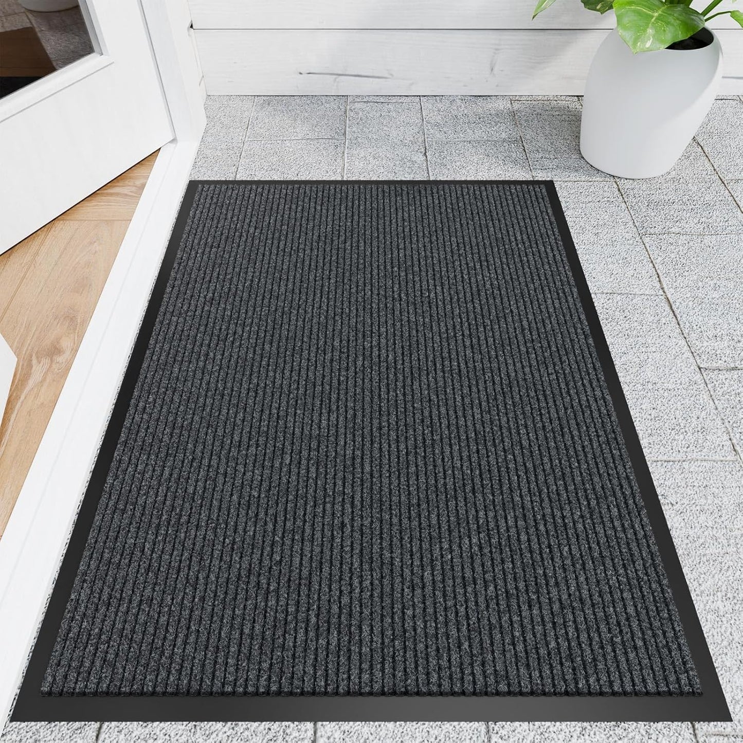 Front Door Mat, 3' x 4' Heavy Duty Indoor Outdoor Door Mat for Entryway, Commercial Door Mats Entrance, Low Profile Welcome Mats Non-Slip, Durable Rubber Backing Entry Mat for Patio, Home