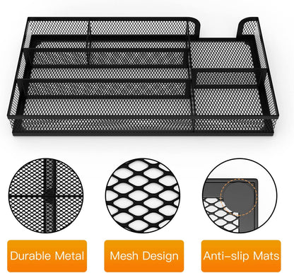 Desk Drawer Organizer, Small Metal Mesh Drawer Organizer Tray, Office Pencil Drawer Organizer Accessories for Desktop, Bathroom, Kitchen, Makeup, Vanity