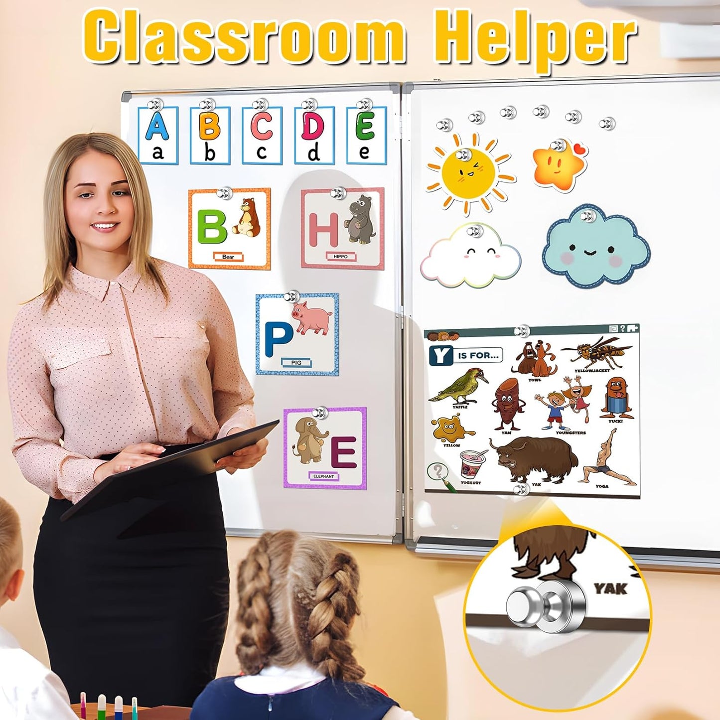 VNDUEEY 120 Pack Fridge Magnets, Refrigerator Magnets Strong Whiteboard Magnet, Magnetic Push Pins, Decorative Magnet for Home, Office, Classroom