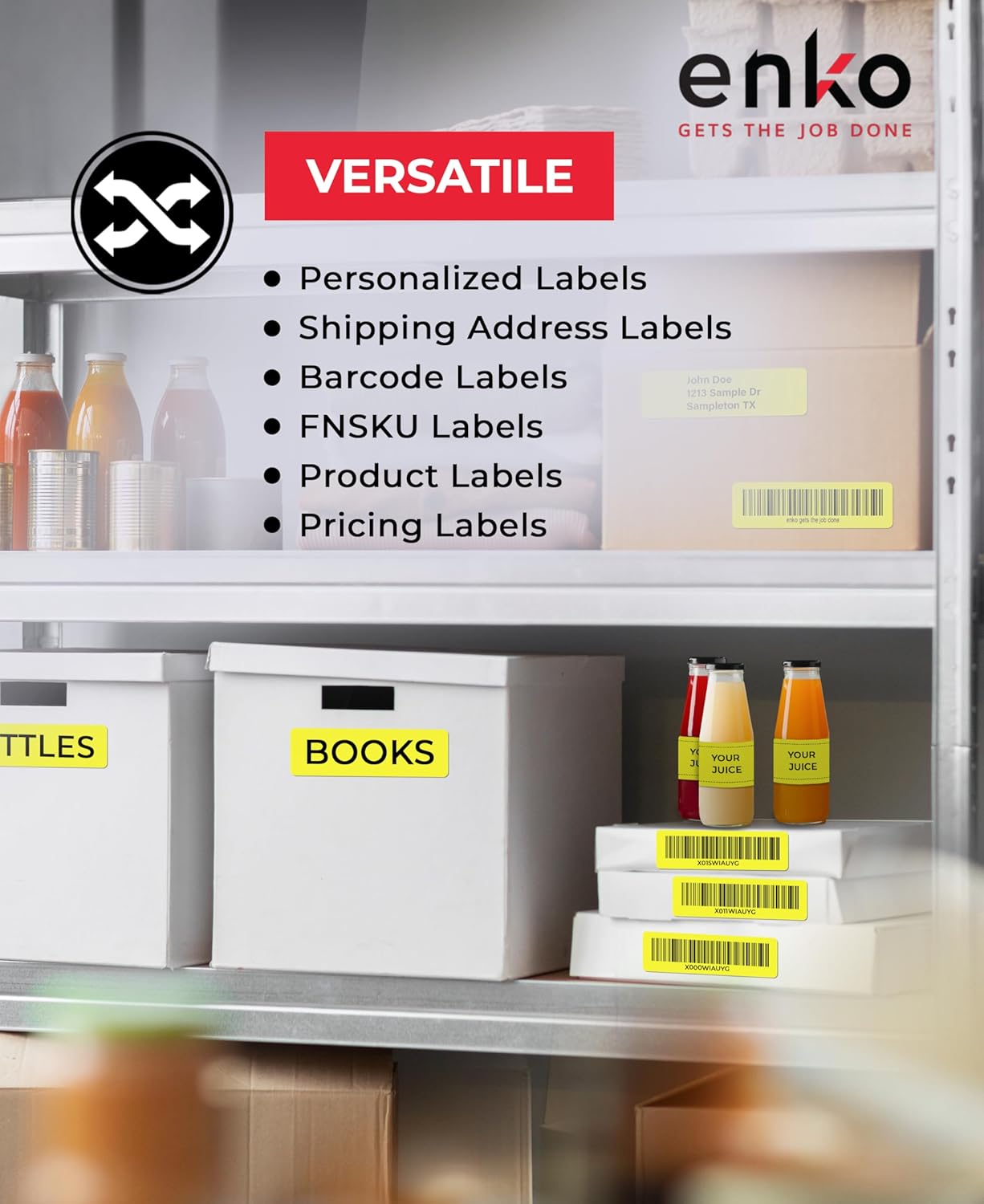 enKo [6 Rolls, 2100 Labels] Address, Shipping & Barcode Labels 30252 - Yellow (1-1/8" x 3-1/2") Compatible for Dymo LabelWriter & Rollo Printer