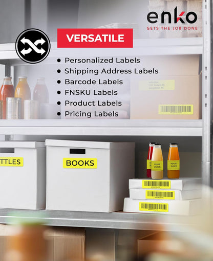 enKo [6 Rolls, 2100 Labels] Address, Shipping & Barcode Labels 30252 - Yellow (1-1/8" x 3-1/2") Compatible for Dymo LabelWriter & Rollo Printer