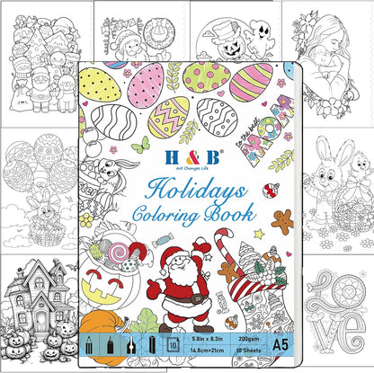 H & B 120 Colored Pencils Kit with Coloring Book, Eraser and Sharpener, Oil Based Soft Core Coloring Pencils Kit with Zipper for Drawing, Gift for Artists, Adults, Teens