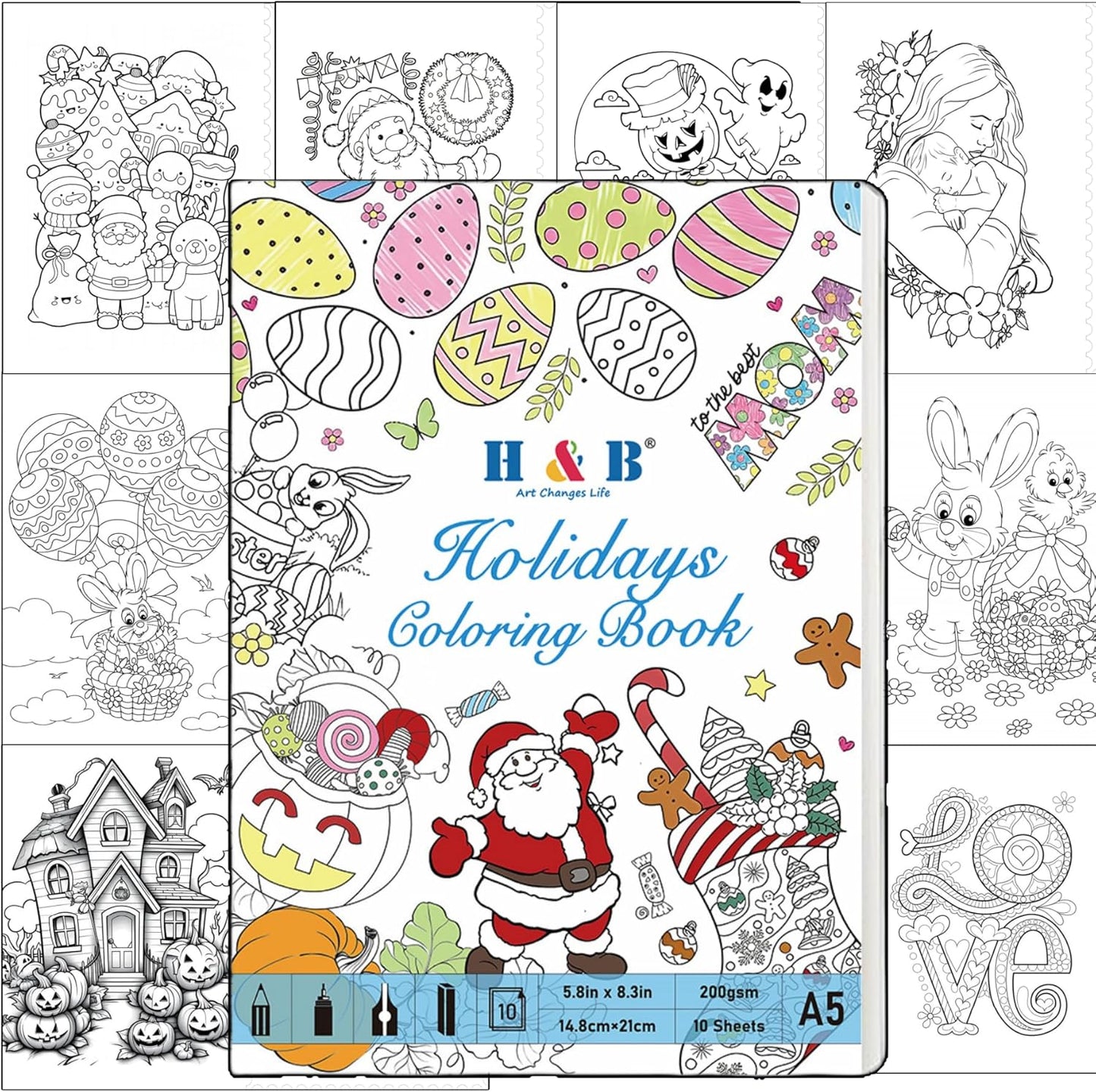 H & B Art Supplies, 72Pack Drawing Supplies for Adults, Drawing Kit with Coloring Book, Oil-Based Colored Pencils for Artists