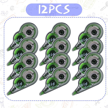 Yexiya 12 Pieces Correction Tapes Original Correction Wide Eraser Applicator Easy to Use Applicator Translucent Tapes Shows for Office Note Journal Scrapbooking, 0.2 Inch x 39.4 Feet