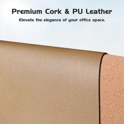 Aothia Dual-Sided Desk Mat - Leather & Cork Desk Protector, Large Mouse Pad & Writing Pad for Office/Home, Waterproof, Apricot (35.4" x 15.7")