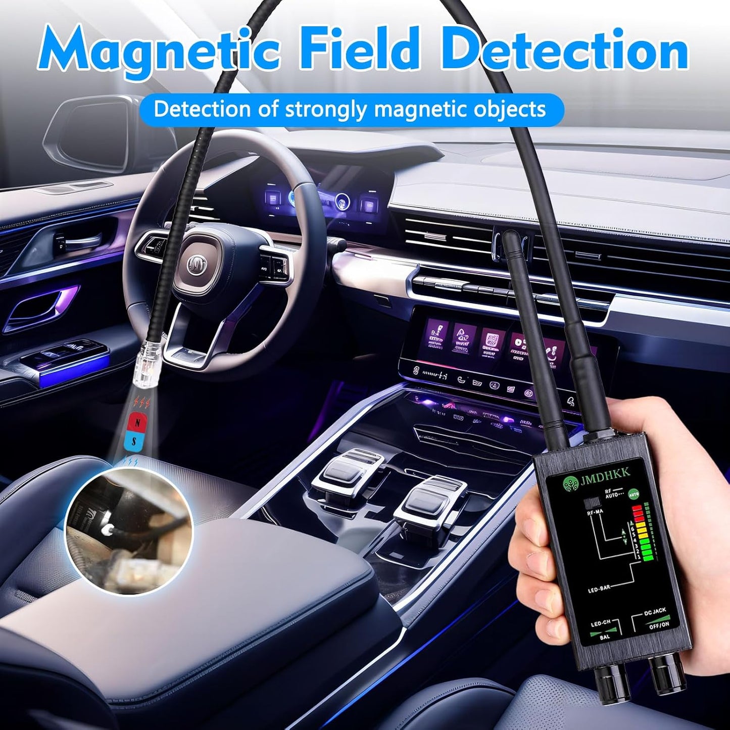 JMDHKK M8000 Hidden Camera Detector, Bug Detector,Camera Finder, Signal Detector for Hotels, Travels, Vehicles, Offices, Public Fitting Rooms (Black)