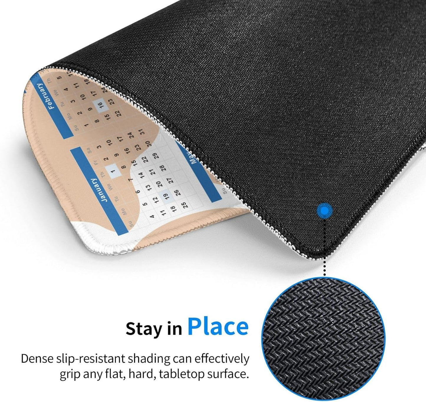 2026 Calendar Mouse Pad Cow Texture, Calendar with Holidays Mouse Pads, Non-Slip Rubber Base Mousepad for Office Desk Computers Laptop