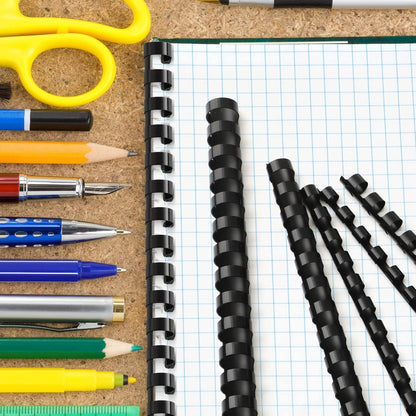 Yunsailing 150 Pack Plastic Binding Combs Plastic Binder Comb Ring 19 Ring Binding Spines Letter Size Spiral coils for Notebook Calendar(1/4 5/16 3/8 1/2 5/8 3/4 in,Black)