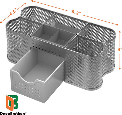Deco Brothers Desk Organizers Pen Holder Office Caddy Storage, Silver