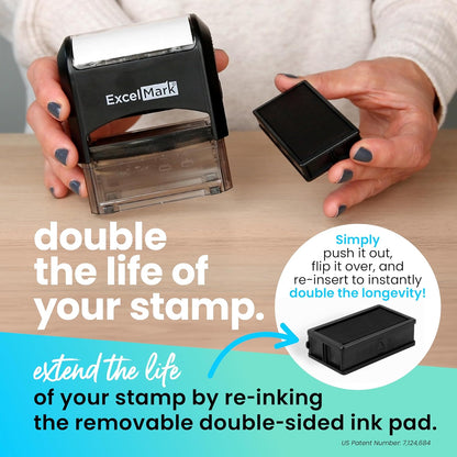 ExcelMark Custom Stamp – Clear & Crisp Impressions – Personalized Self-Inking Rubber Stamp – Use for Address Stamp and More (Extra Large)