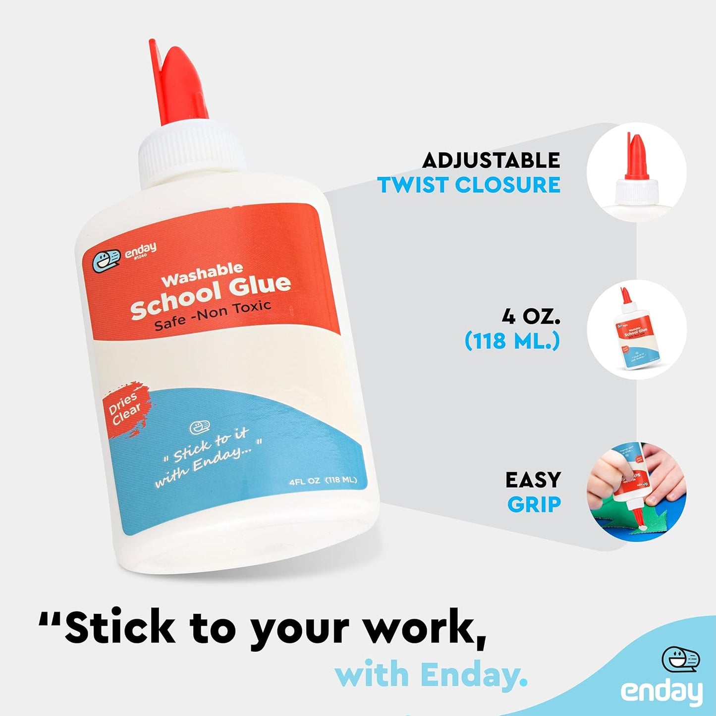 Liquid Glue (24 Pack) - 4 oz Washable School Glue, White Glue Bottles, Glue Bulk, Non-Toxic Liquid Glue for Kids - Glue for Slime, Arts and Craft Glue - by Enday