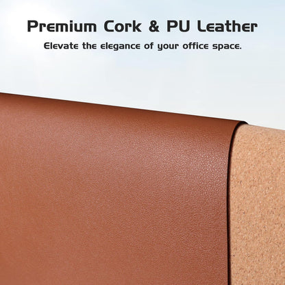 Aothia Dual-Sided Desk Pad - Leather Desk Mat, Natural Cork Desk Pad Protector, Large Mouse Pad for Desk, Waterproof Desk Blotter Pad, Desk Writing Pad for Office Work/Home, Maple Brown (25.6"x13.7")