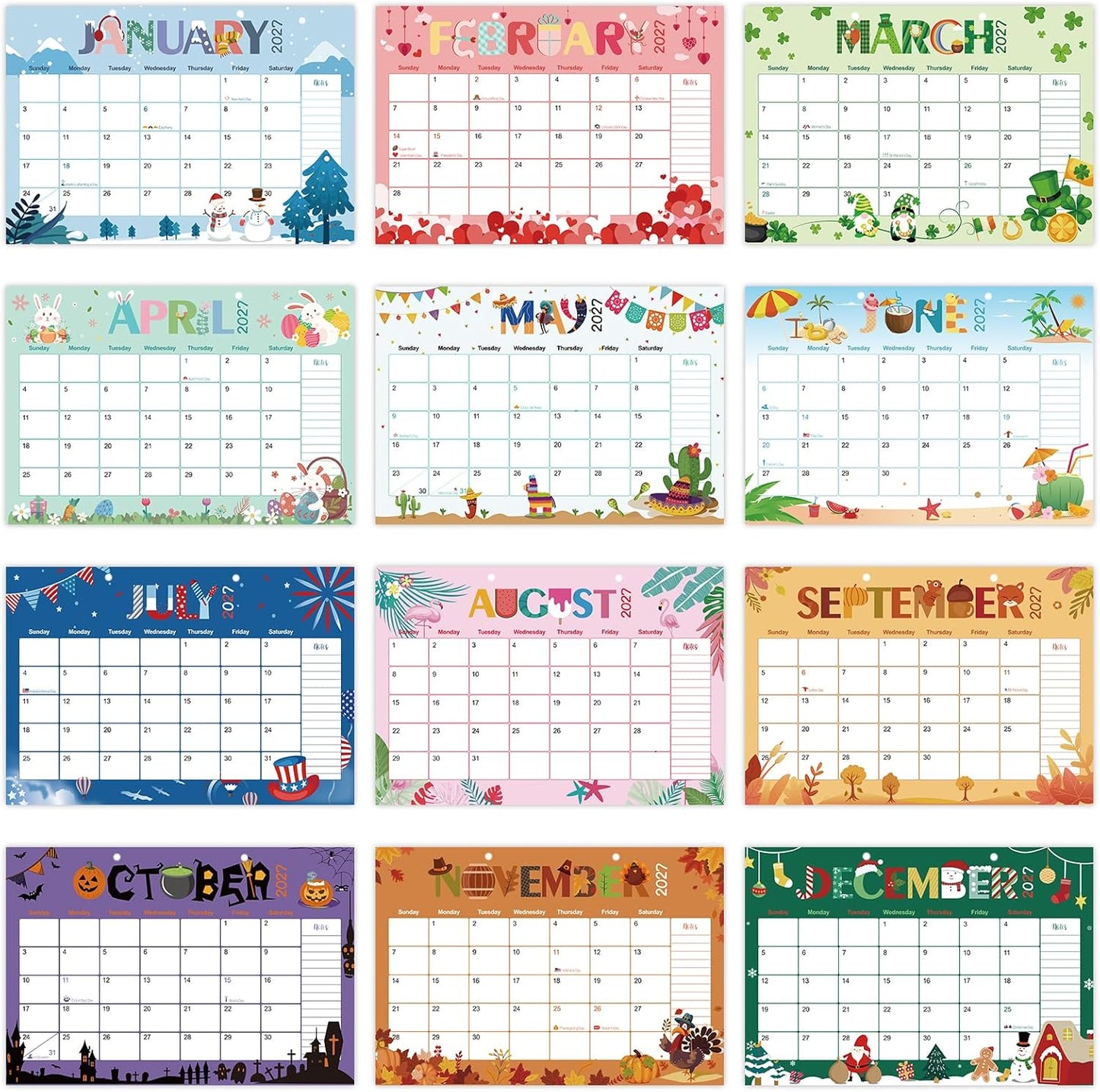 Guasslee Desk Calendar 2026-2028,36 Months Calendar Runs from 2026 Jan. to 2028 December, 17"x11.5" Monthly Desktop/Wall Planner with Thick Paper and Notes for Home School & Office