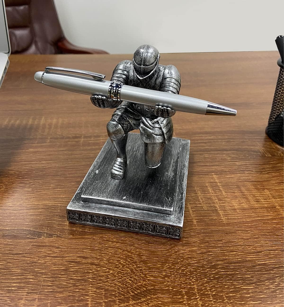 Executive Knight Pen Holder with a Pen Personalized Desk Accessories Decor Home Office Cool Pen Stand Iron