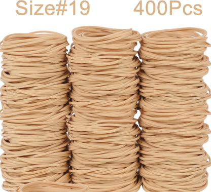 Rubber Bands Size #19, 400Pcs Approximately 0.45lb Elastic Band Beige Small Rubber Band Home Office Supplies(3-1/2" x 1/16'')