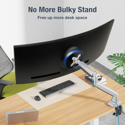 AVLT Single 17"-45" Monitor Arm Desk Mount Premium Mechanical Spring fits One Flat/Curved/Ultrawide Monitor Full Motion Height Swivel Tilt Rotation Adjustable, Gray