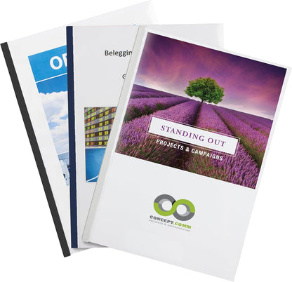 Thermal Binding Clear Covers with Steel Spine –for Thermal Binding Machines – Formerly Unibind – Used in Real Estate, Education and Various Businesses (White, 40 Sheets Max - 96/Boxes)