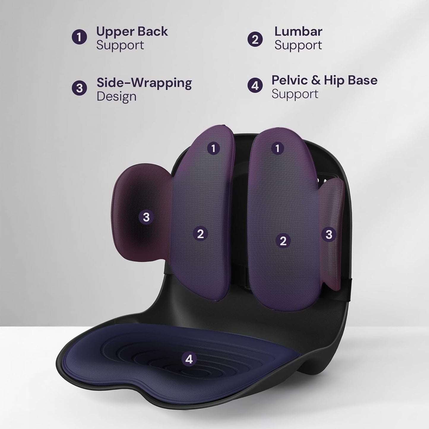 3D Lumbar Support Seat Cushion – Patented Spine Alignment Ergonomic Posture Corrector, Breathable Mesh & EVA Foam, Portable for Home, Office, Meditation, Gaming, Outdoor 16.5" W × 15.7" D