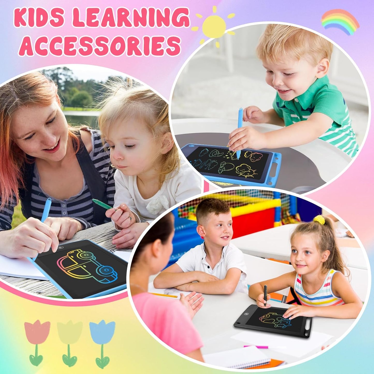 6 Pack LCD Writing Tablet for Kids 8.5 inch, Colorful Drawing Board with One-Click Erase, Lock, and Stylus, No Blue-ray Screen, Drawing Pad Toy for Ages 3-12 Boys and Girls Gifts 3+ Years Old