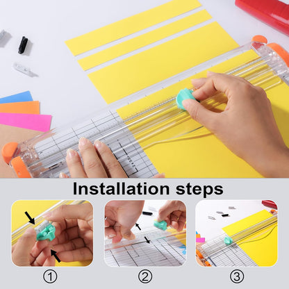 4-Pack Trimmer Replacement Blades for Fiskars Paper Trimmer, Replacement Blade for All Series of Fiskars/Portable&Precision Trimmer,Arts and Crafts,3 Cutting&1 Scoring Blades,Slider,Ice Blue