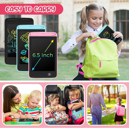 Zhehao 20 Pcs LCD Writing Tablet for Kids 6.5 Inch Colorful Doodle Board LCD Writing Board Kids Portable Electronic Drawing Board Erasable Drawing Pad Reusable Writing Pad for Kid (Black, Blue, Pink)