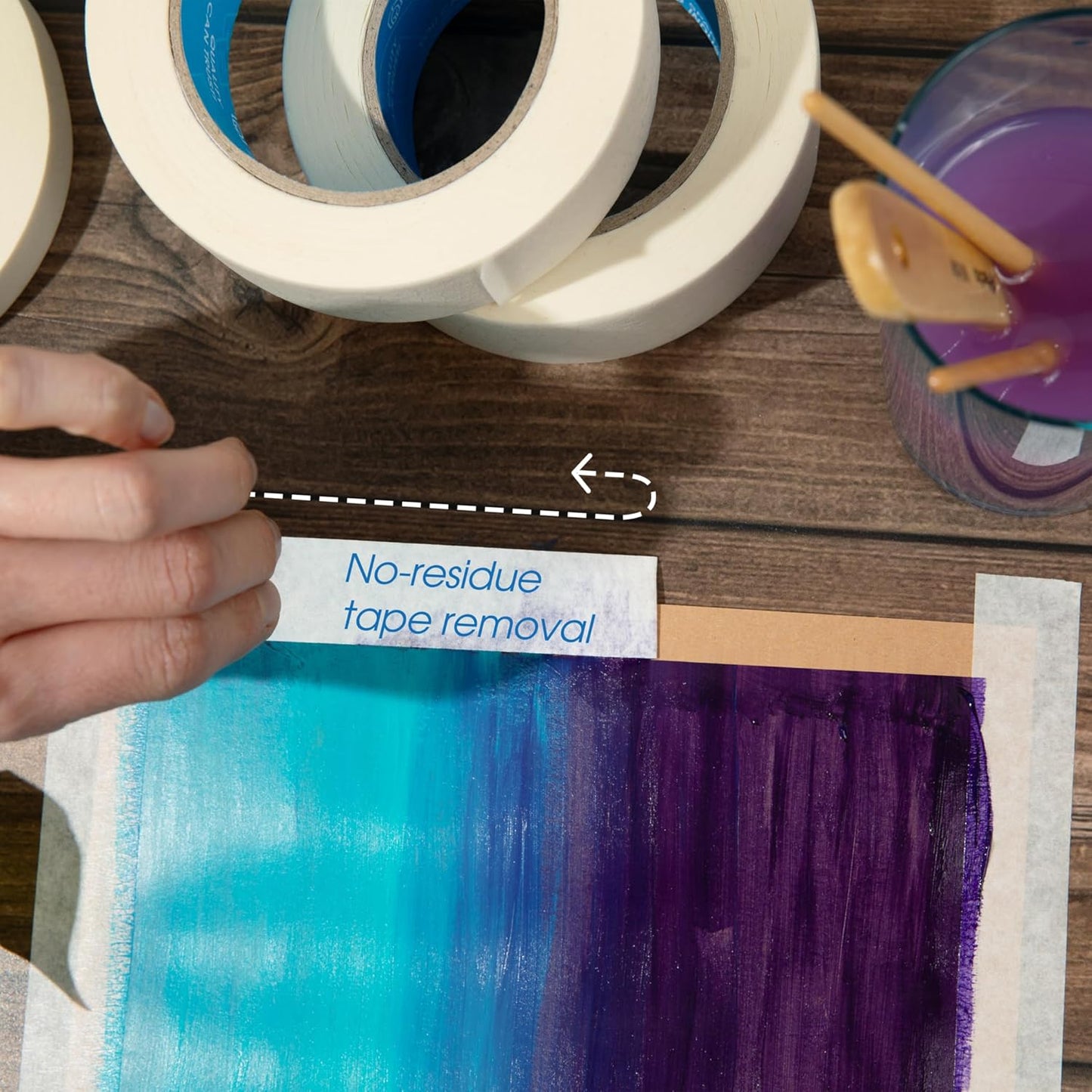 Spartan Industrial - 1.5" X 60 yd Masking Tape for Construction, Painting, Crafts, and More - 6 Rolls of Removable Tape, 5.5 Mil